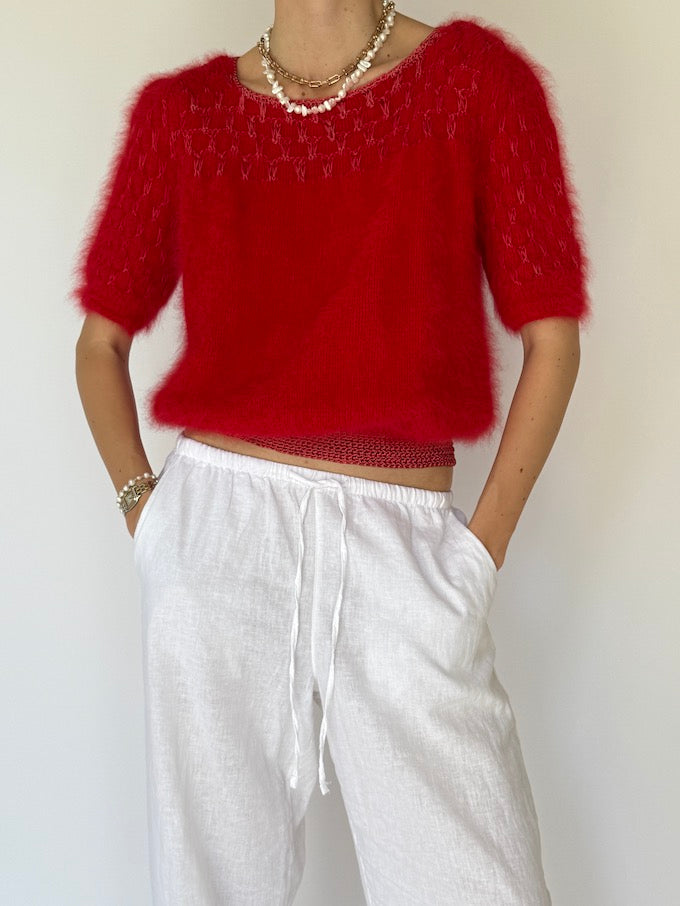 Vintage Red Short Sleeve Sweater 4353