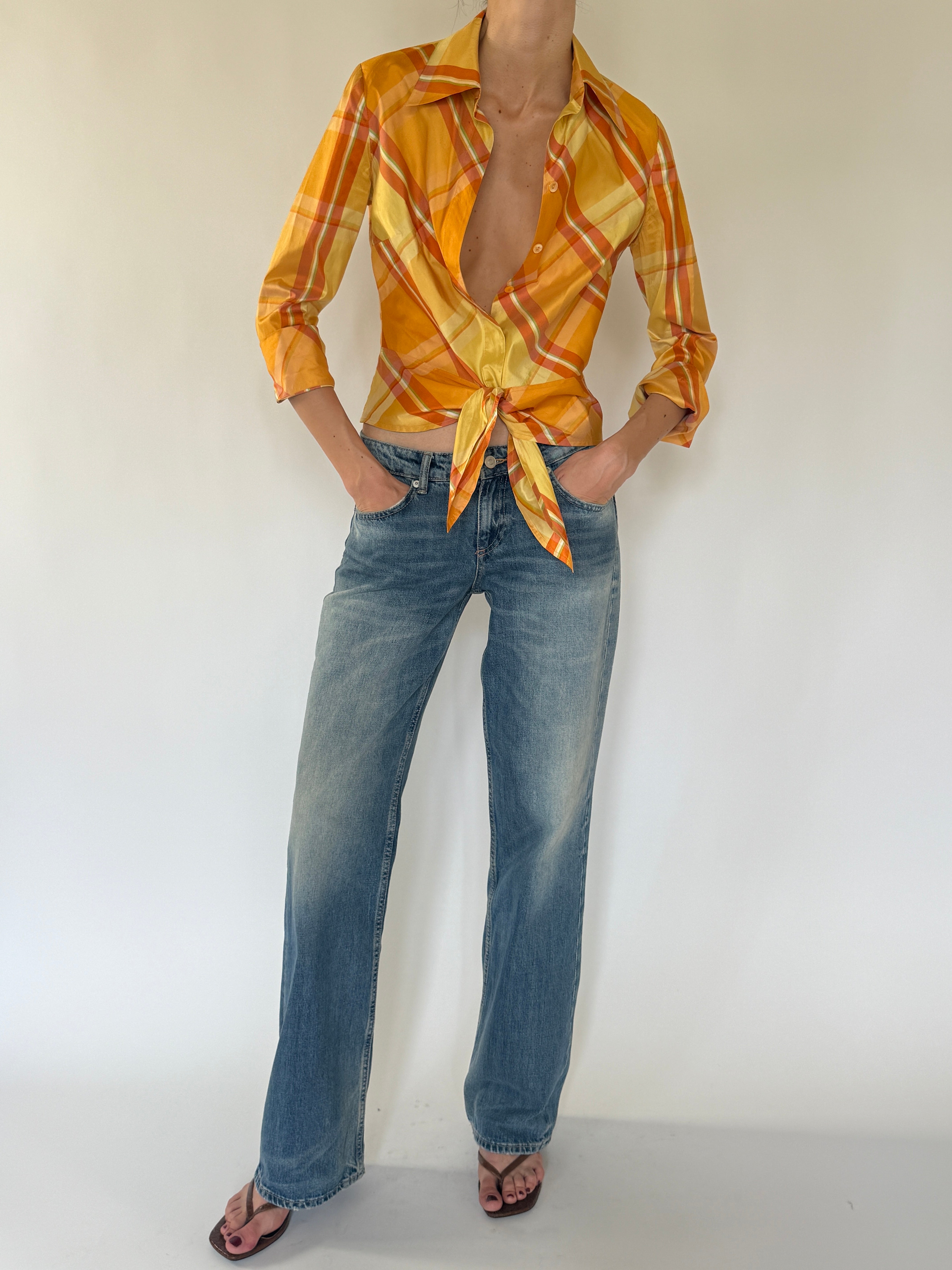 Vintage tailored silk blouse full-length view