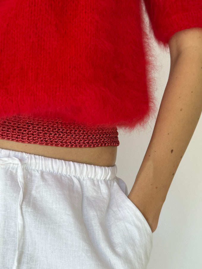 Vintage Red Short Sleeve Sweater 4353