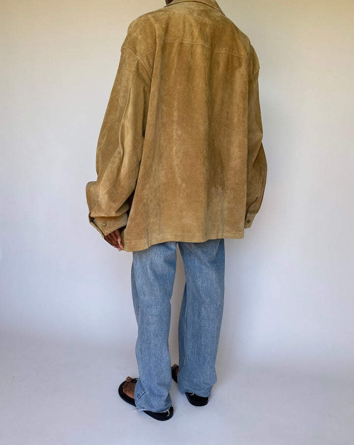 VINTAGE OVERSIZED BEIGE SUEDE LEATHER JACKET 3682