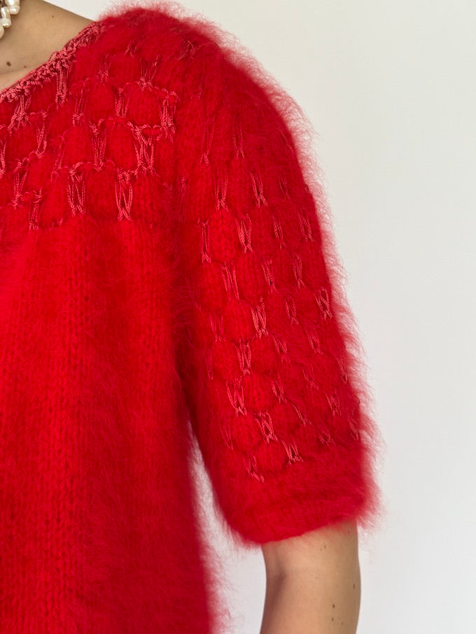Vintage Red Short Sleeve Sweater 4353