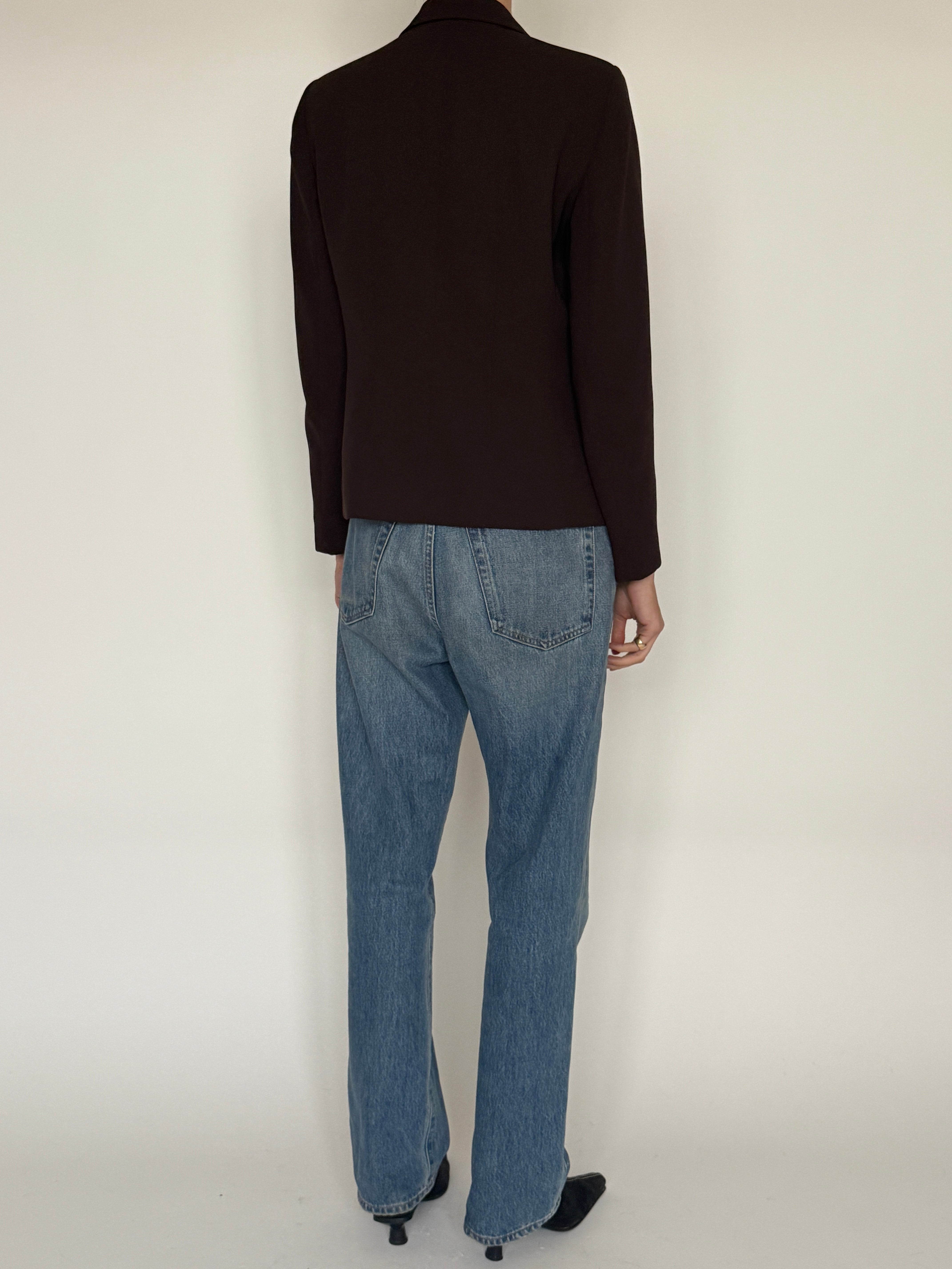 Vintage dark brown tailored blazer back view