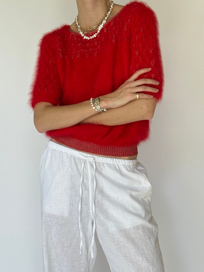 Vintage Red Short Sleeve Sweater 4353