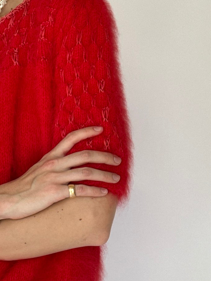 Vintage Red Short Sleeve Sweater 4353