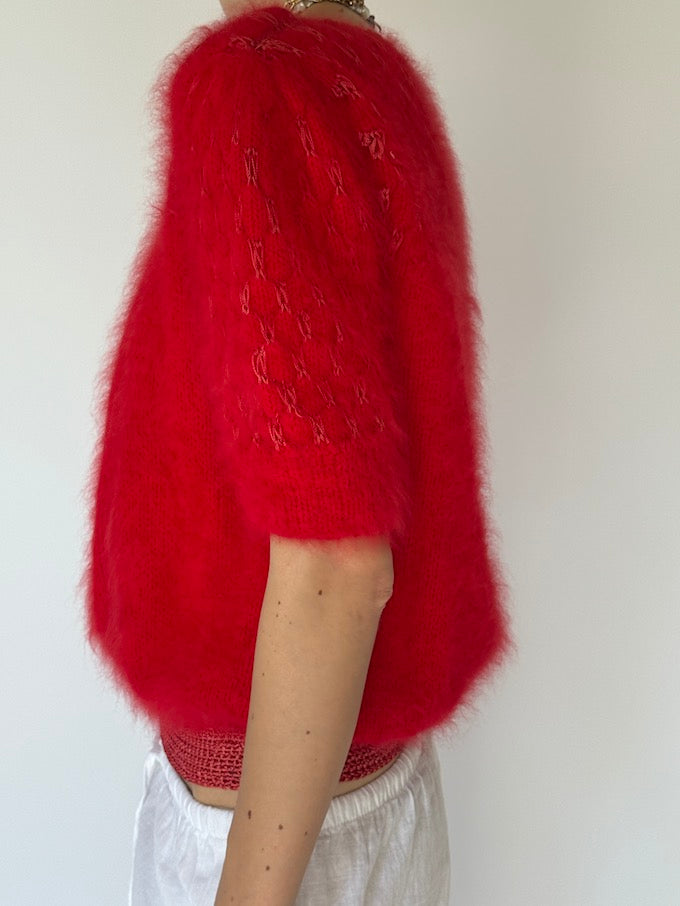 Vintage Red Short Sleeve Sweater 4353