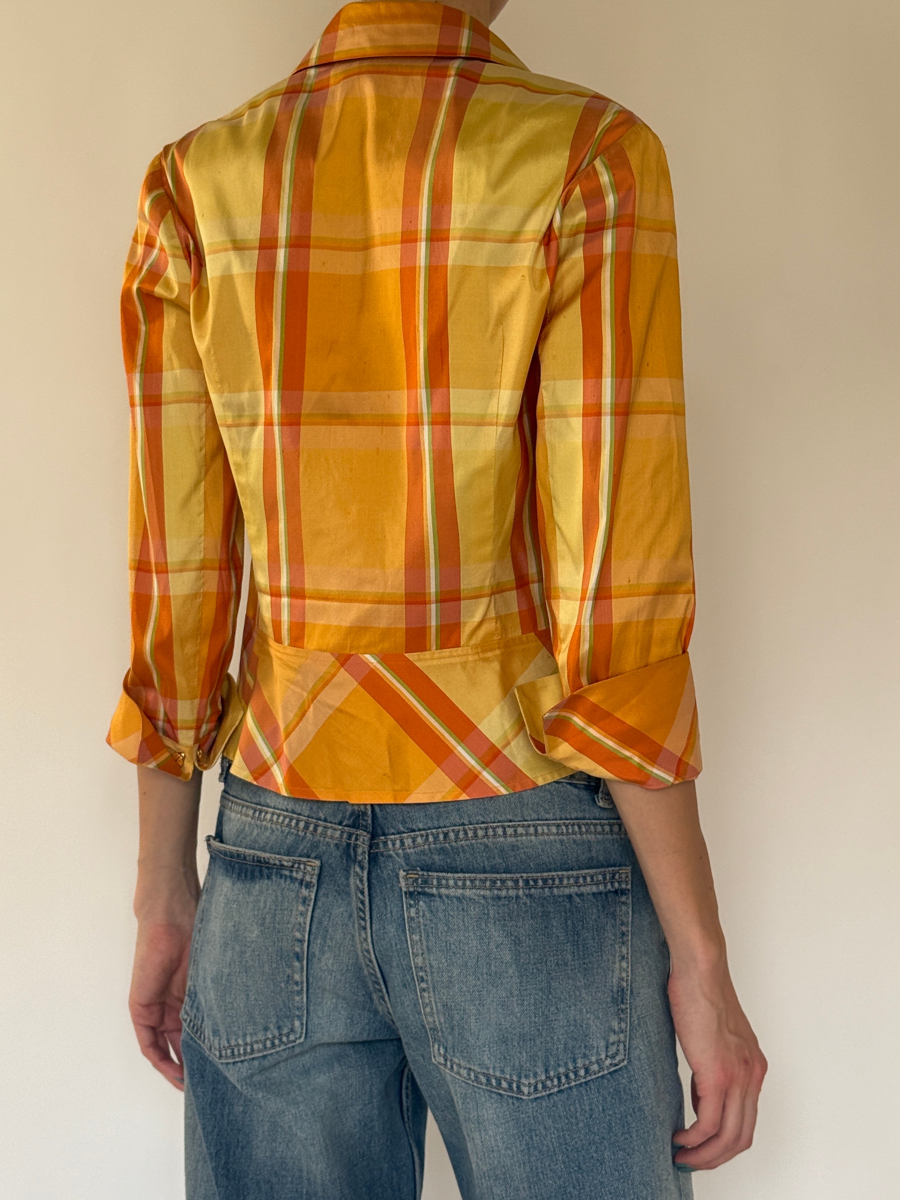 Vintage silk tie-front blouse back view