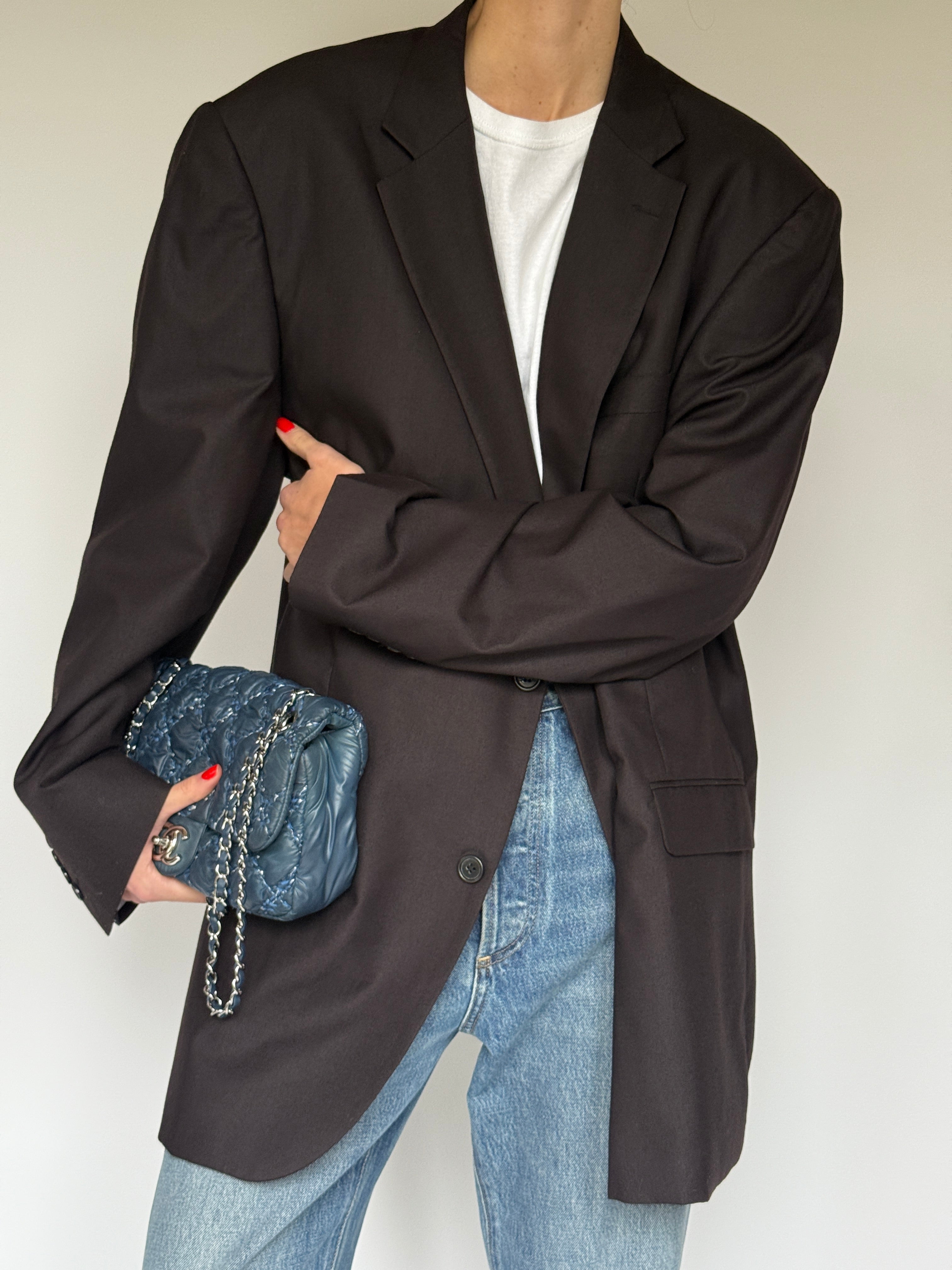 Vintage Oversized Blazer Dark Brown 6678
