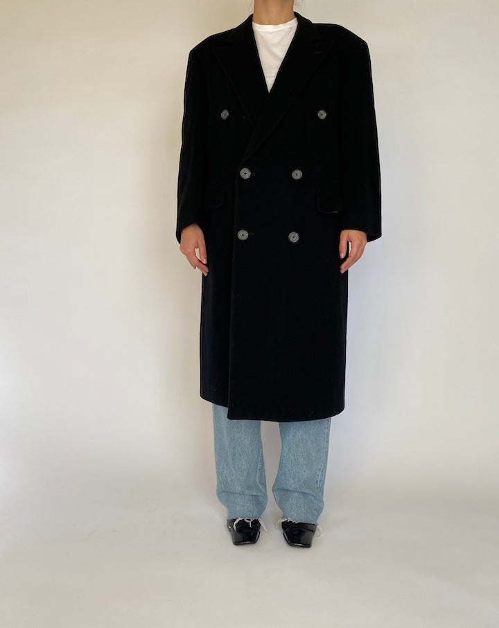 VINTAGE LONG BLACK COAT 4533