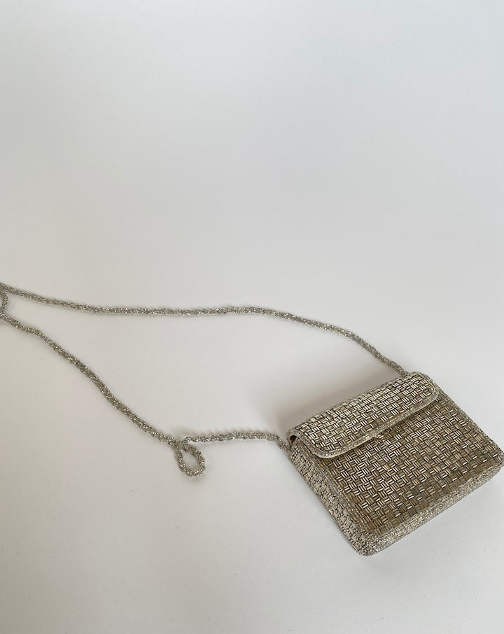 VINTAGE SMALL BEADED SILVER PURSE