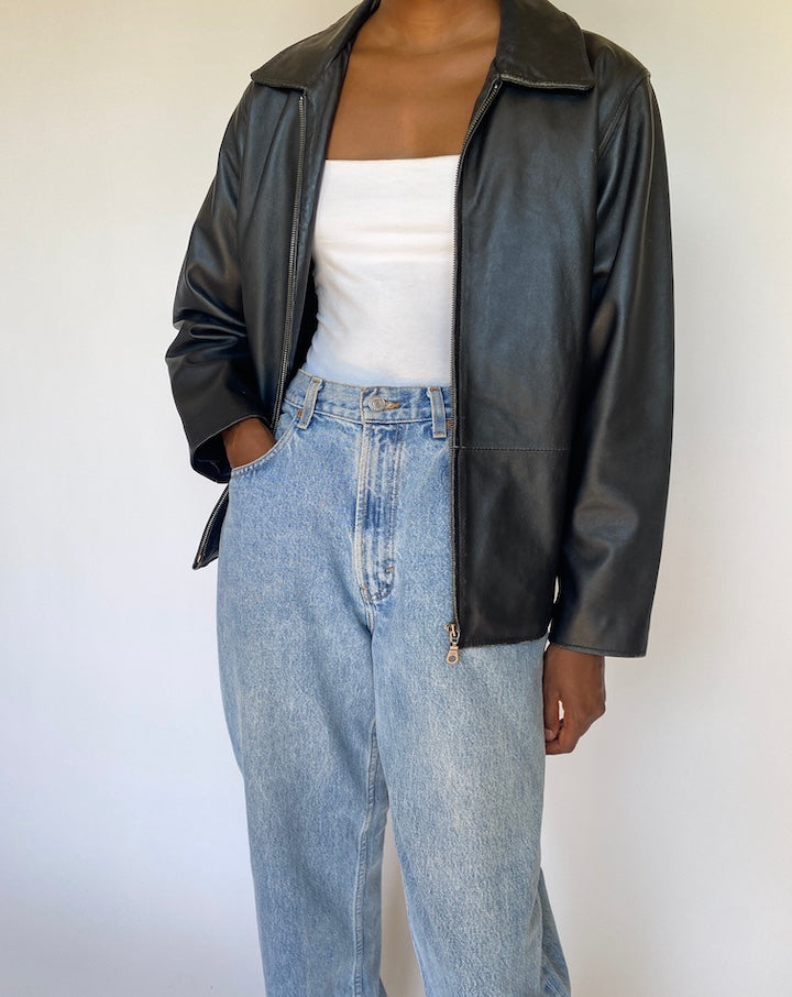 VINTAGE BLACK LEATHER JACKET 3685