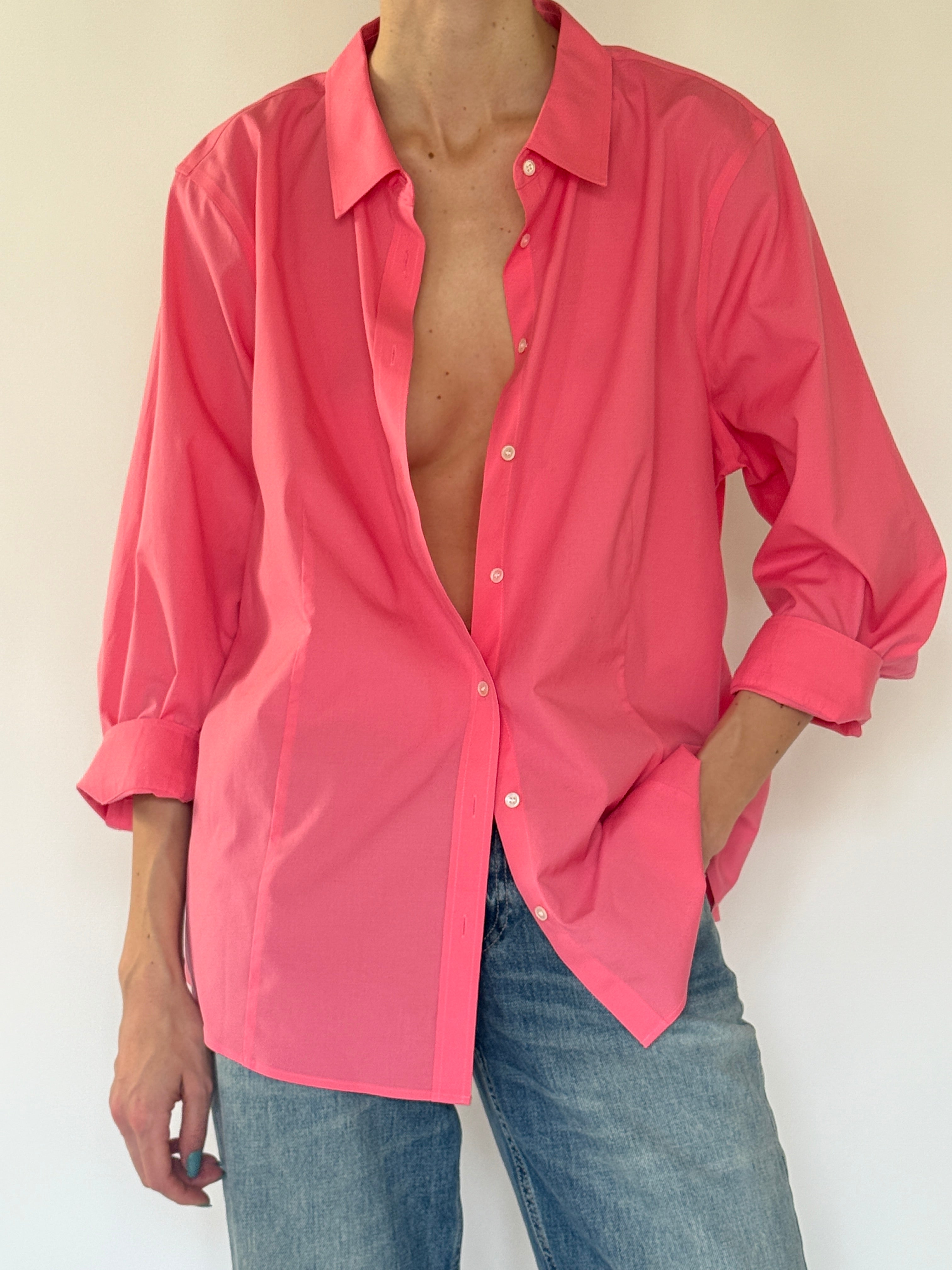 Vintage pink shirt white button detail