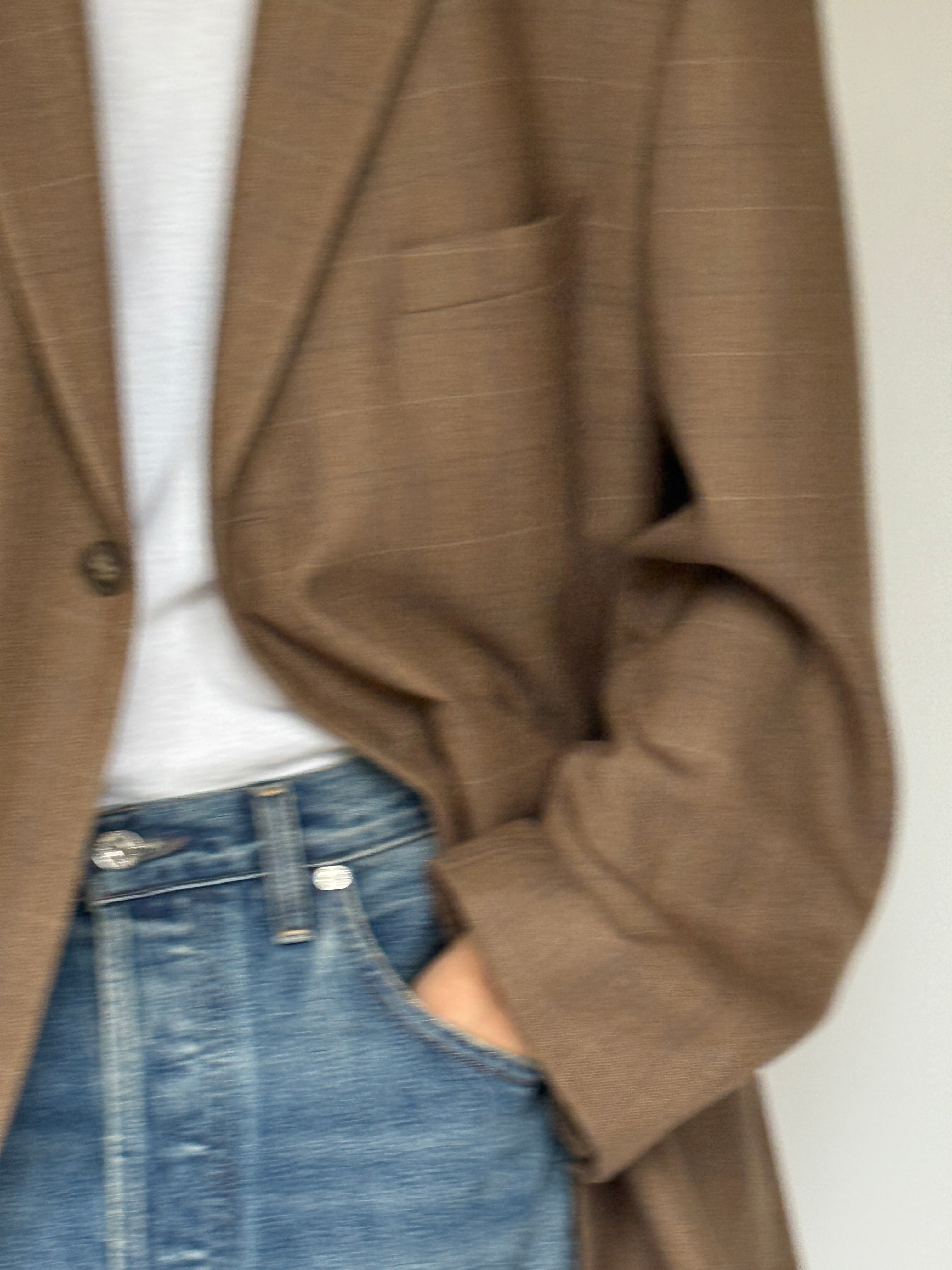 Vintage Checked Wool Blazer Brown 6193