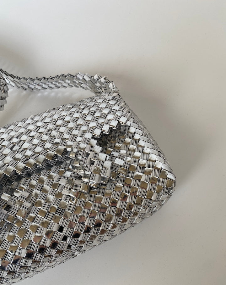 VINTAGE SILVER BAG WITH A SHOULDER STRAP