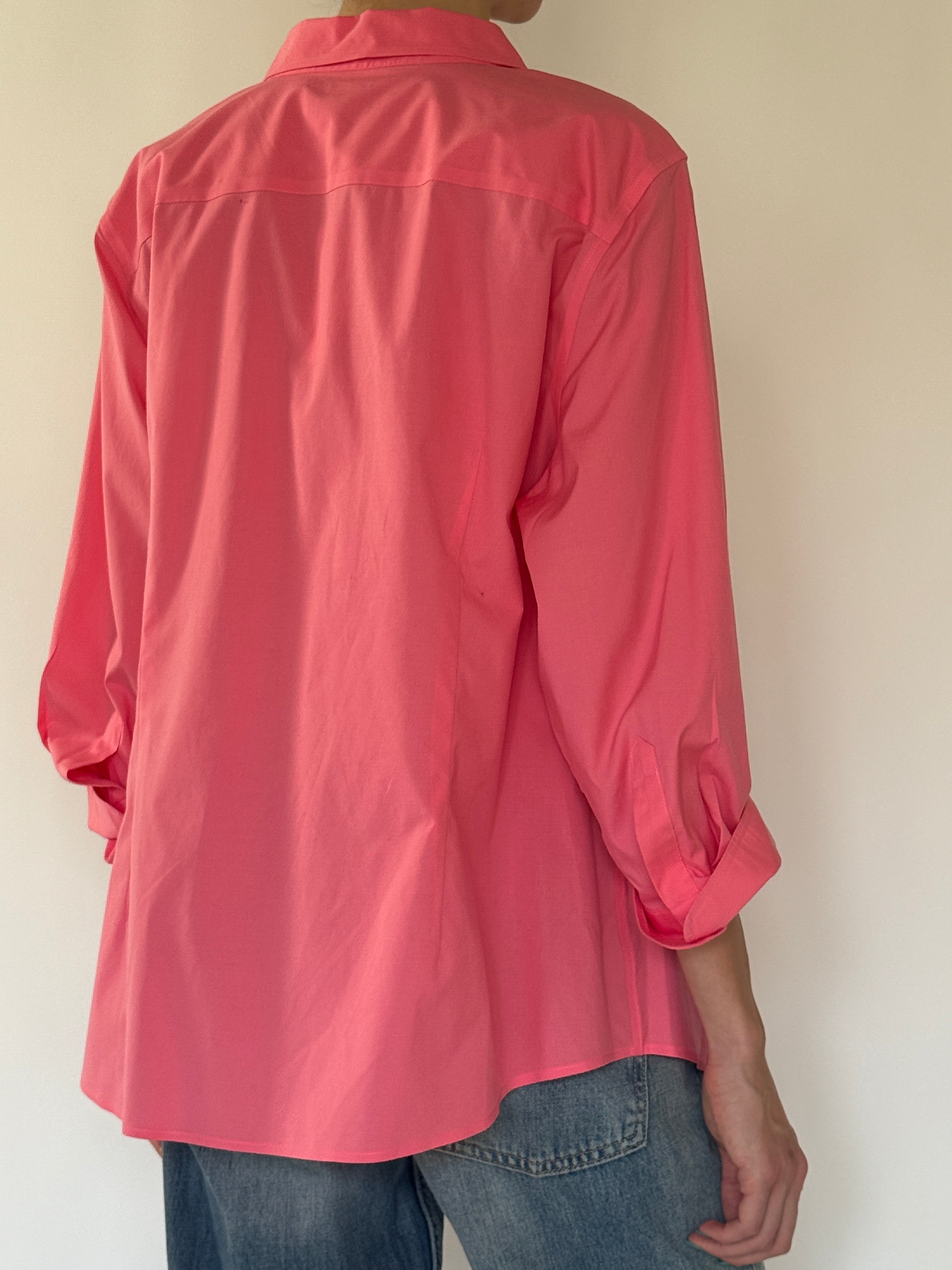Vintage pink oversized cotton shirt back view