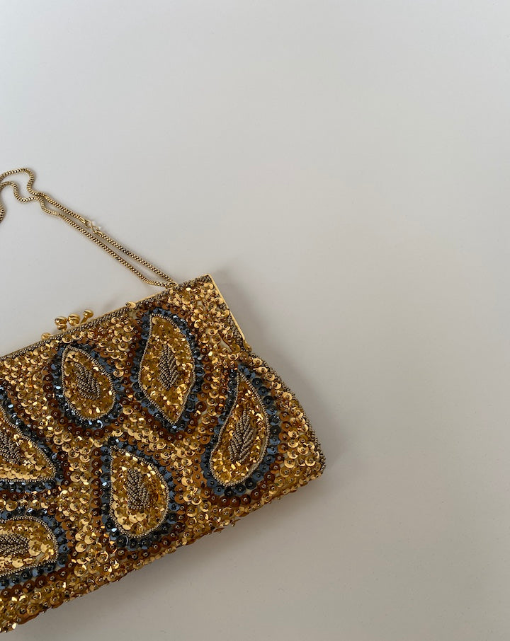 VINTAGE SMALL GOLD SEQUIN PURSE