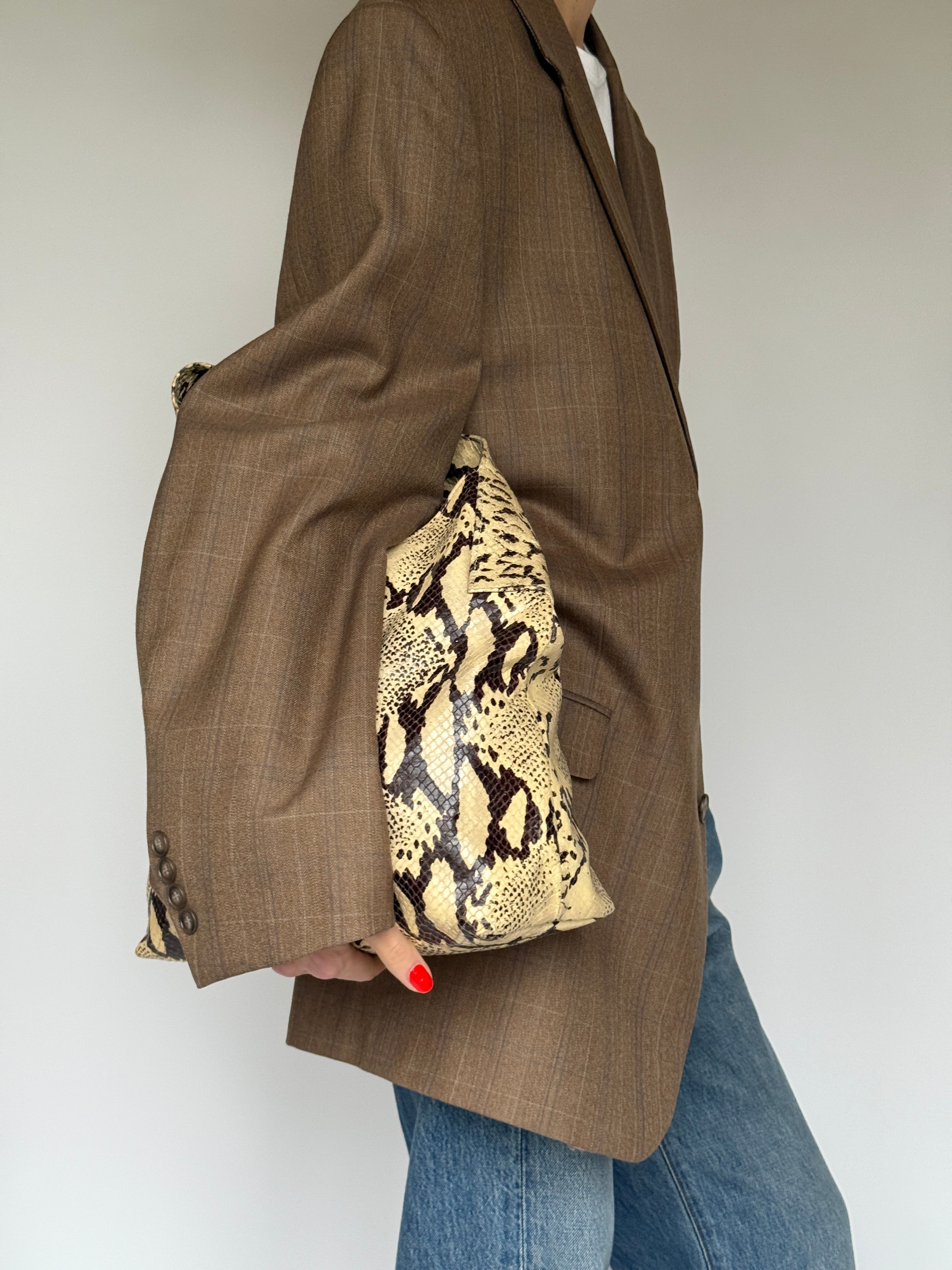 Vintage Checked Wool Blazer Brown 6193