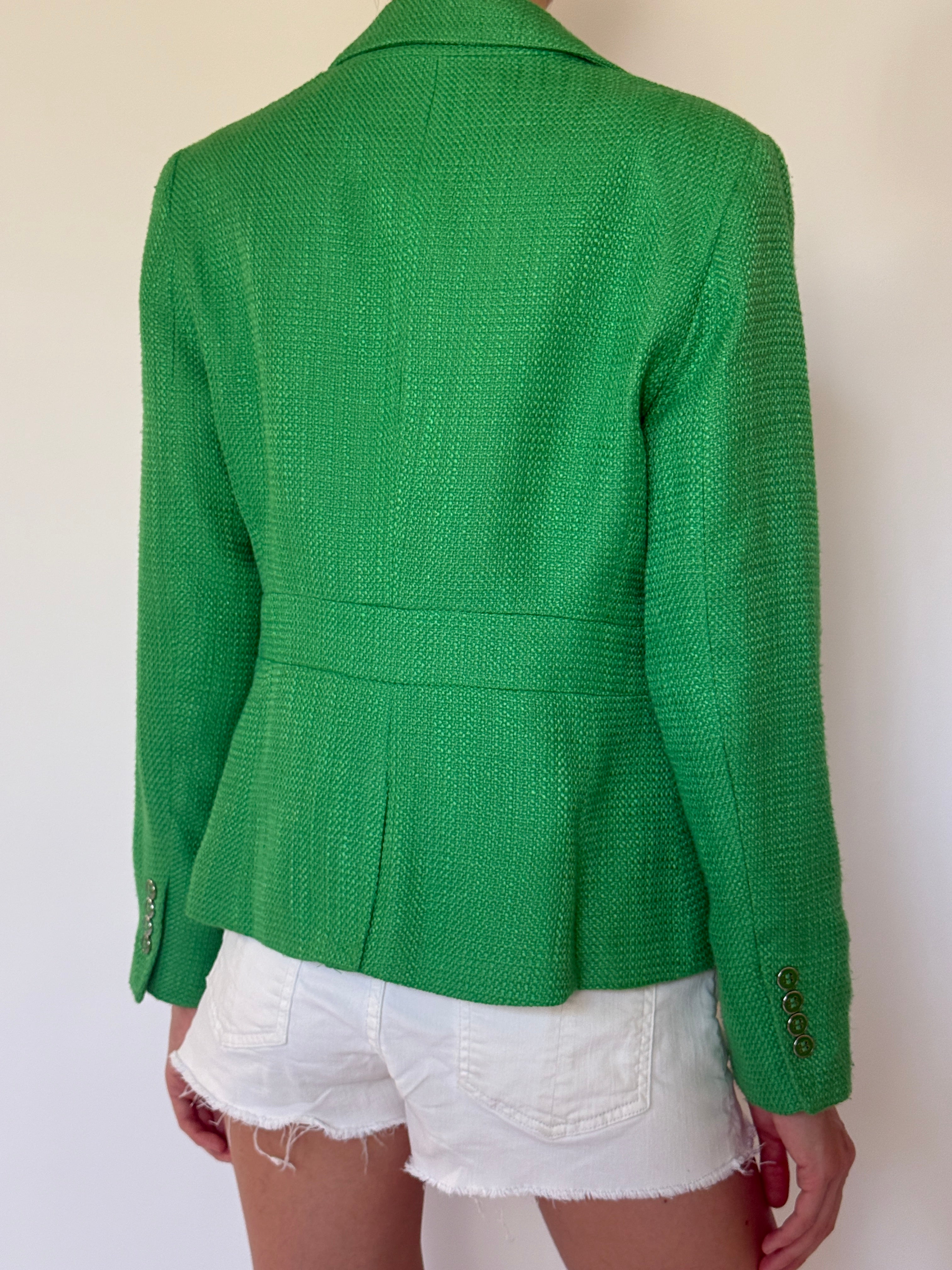 Vintage Tailored Textured Blazer Green 7069