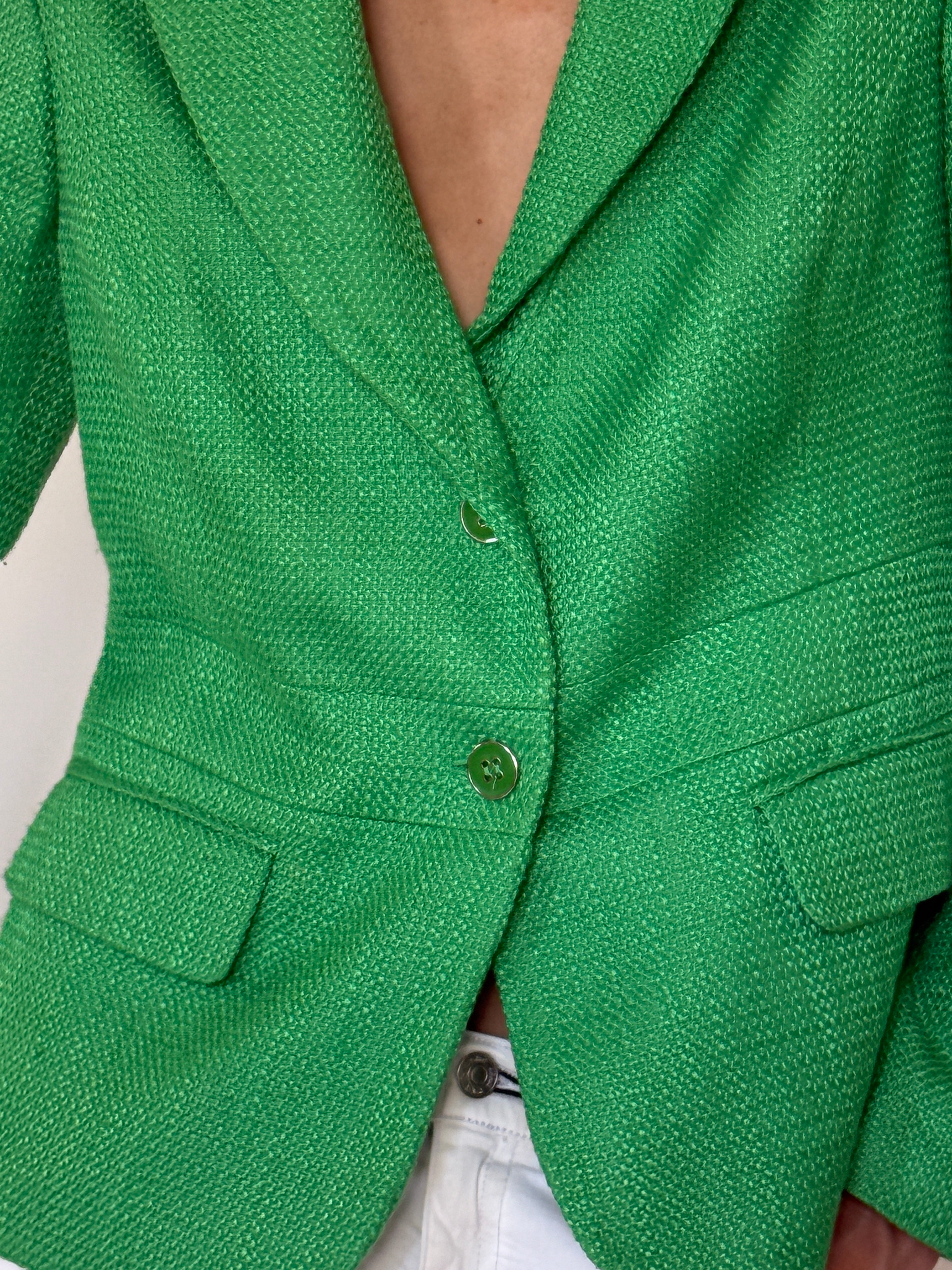 Vintage Tailored Textured Blazer Green 7069
