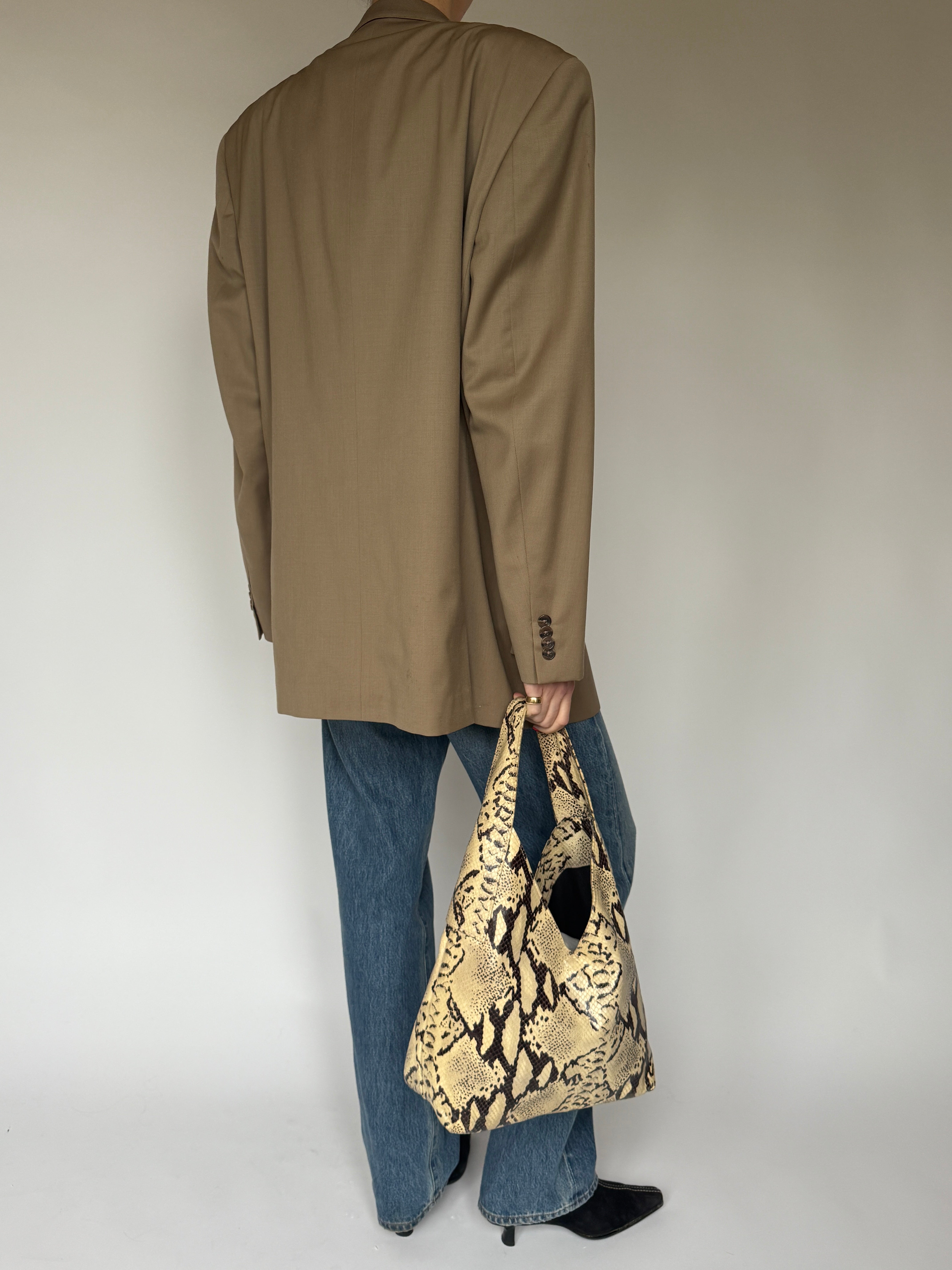 Vintage Oversized Wool Blazer Beige 6690