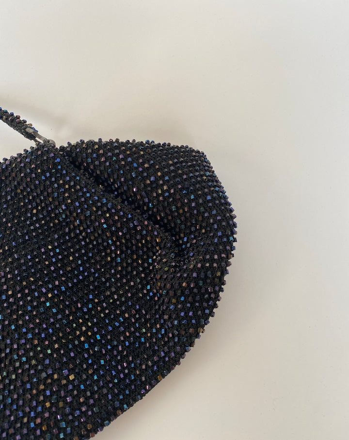 VINTAGE BLACK BEADED SMALL PURSE
