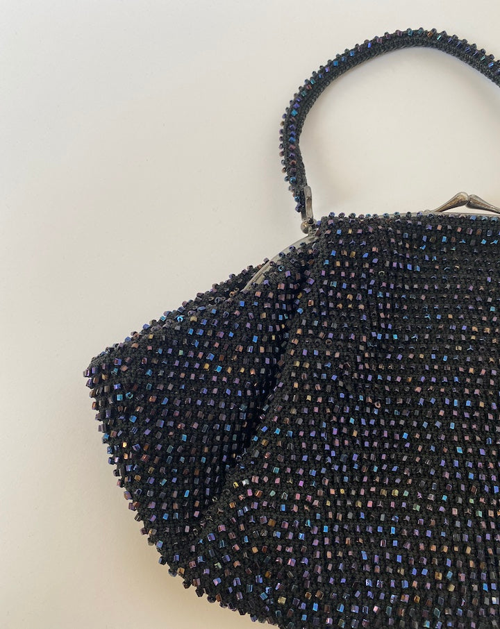 VINTAGE BLACK BEADED SMALL PURSE