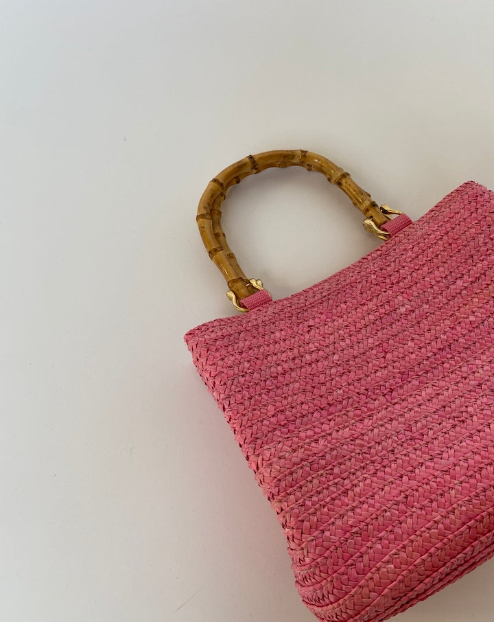 VINTAGE PINK BASKED BAG