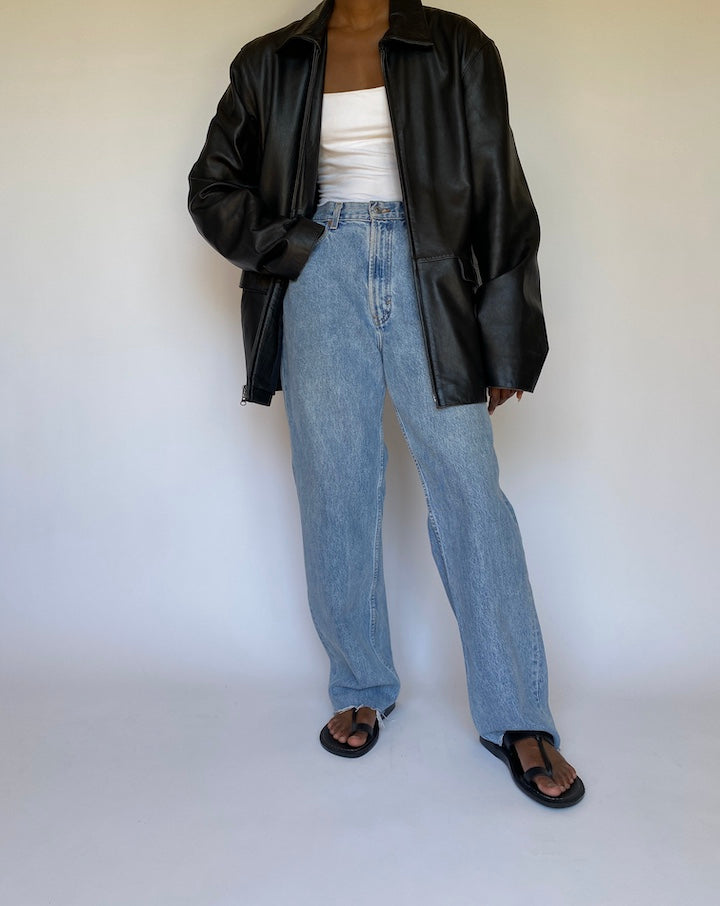 VINTAGE BLACK LEATHER JACKET 3689