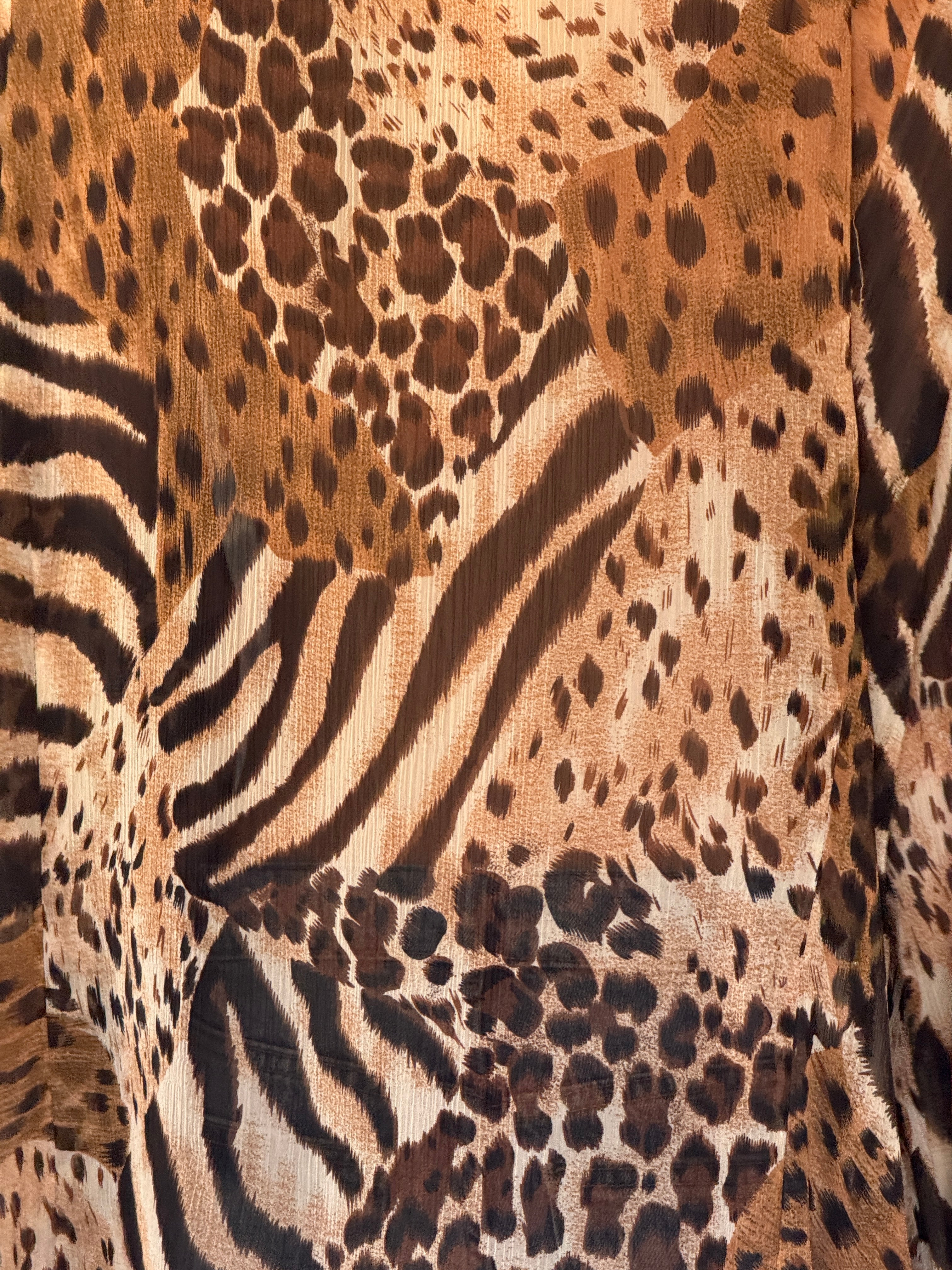 Vintage lightweight animal print blouse detail