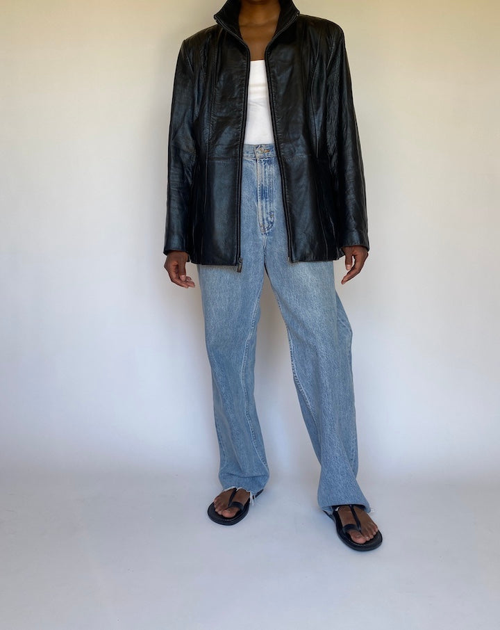 VINTAGE BLACK LEATHER JACKET 3691
