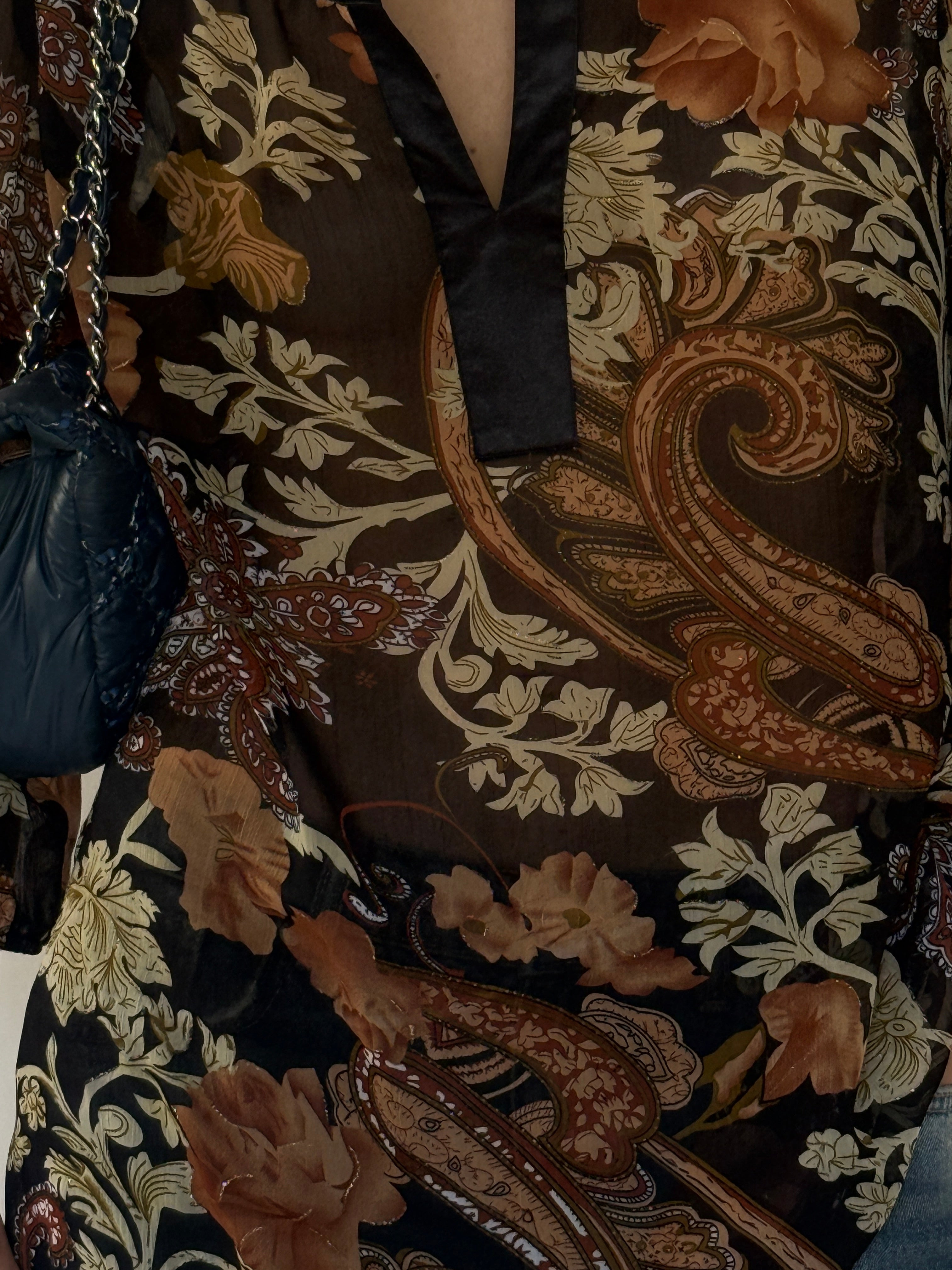 Vintage floral and paisley print close-up