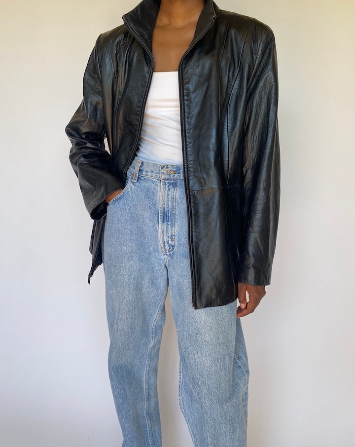 VINTAGE BLACK LEATHER JACKET 3691
