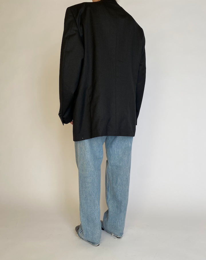 VINTAGE BLACK OVERSIZED WOOL BLAZER 4552