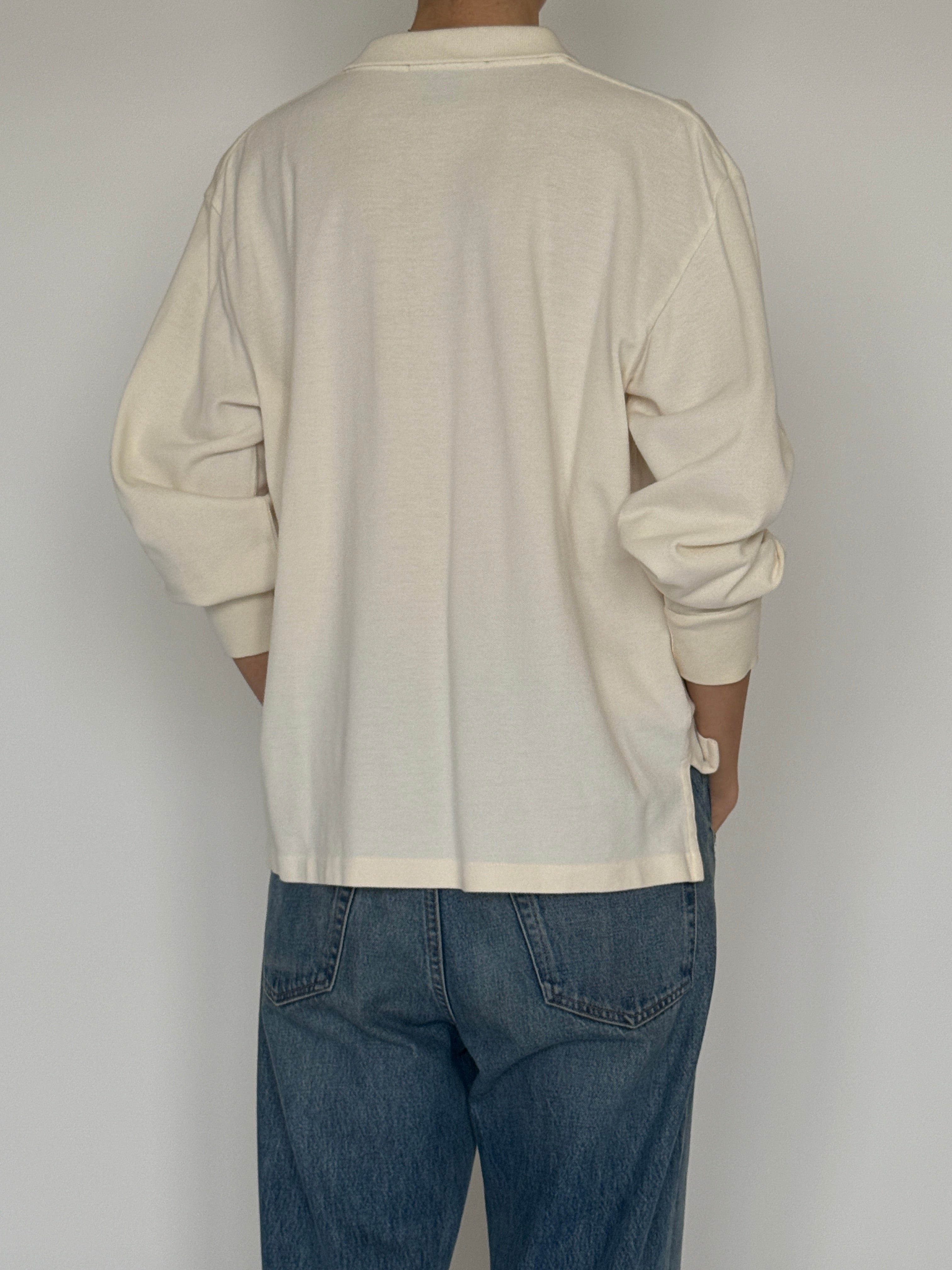 Vintage Ralph Lauren cream long sleeve polo shirt back view