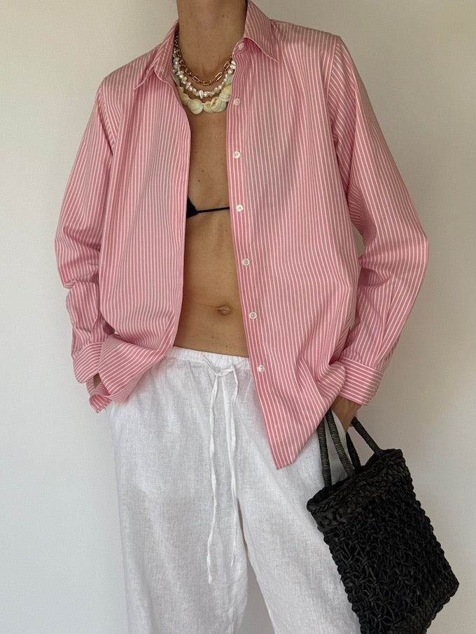 Vintage striped pink & white shirt 6189