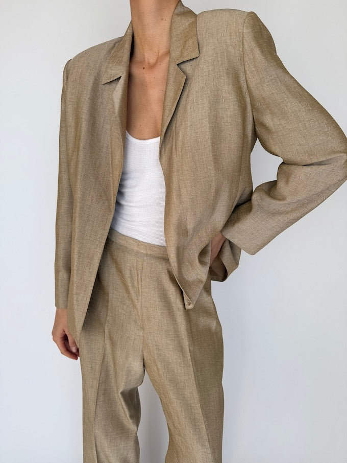 Vintage Oversized Two Piece Suit Beige 5948