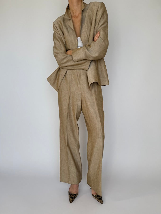 Vintage Oversized Two Piece Suit Beige 5948