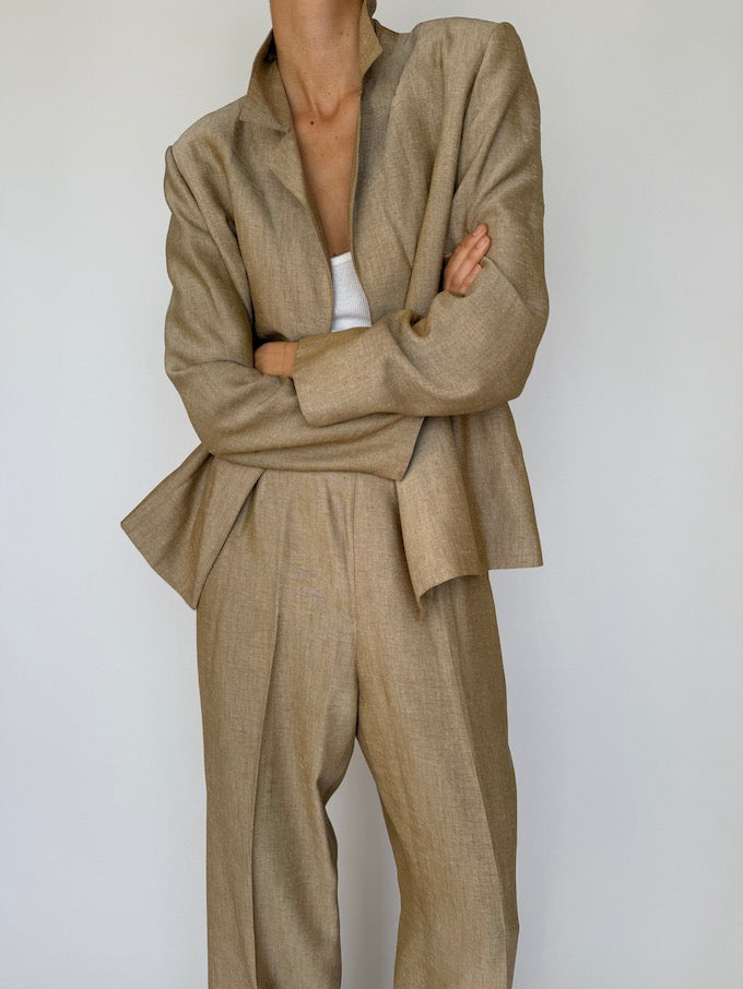 Vintage Oversized Two Piece Suit Beige 5948