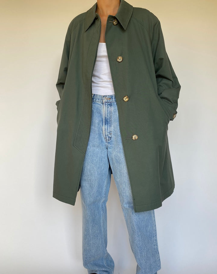 VINTAGE GREEN TRENCH COAT 2457