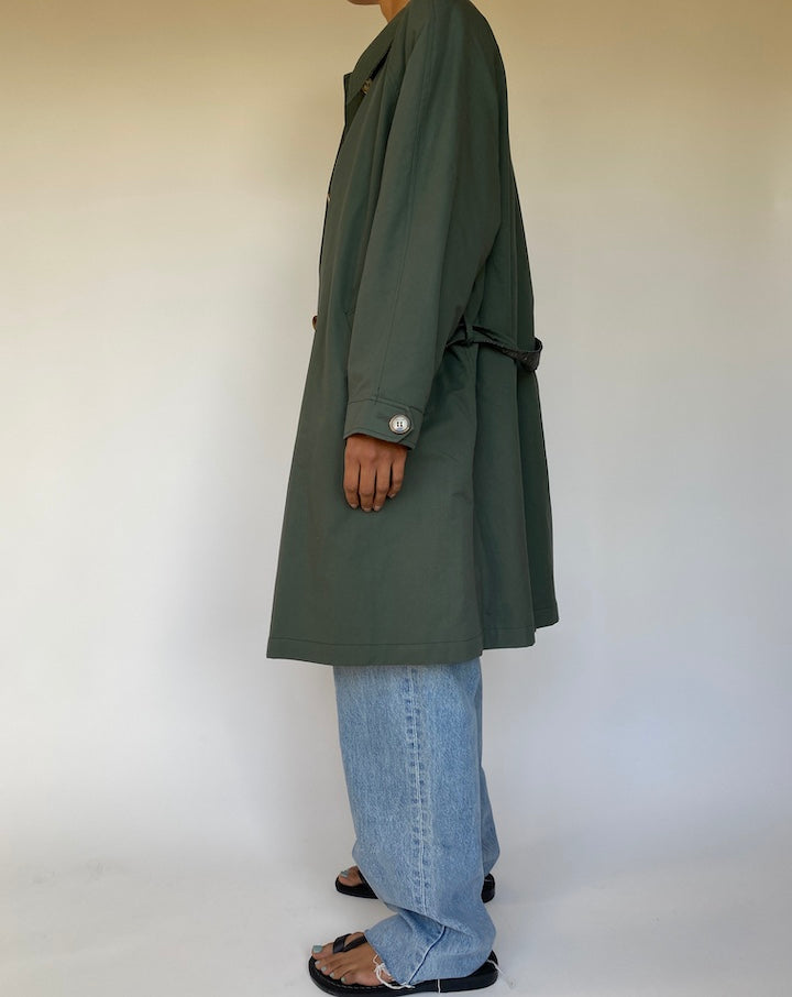 VINTAGE GREEN TRENCH COAT 2457