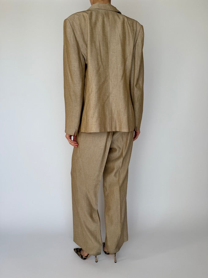 Vintage Oversized Two Piece Suit Beige 5948