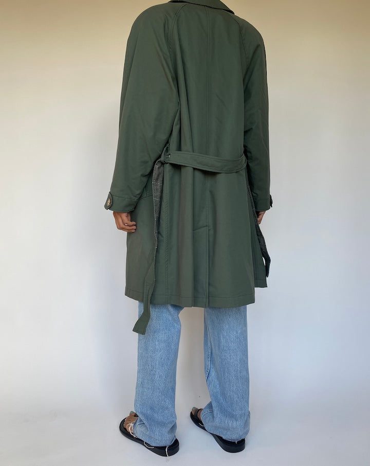 VINTAGE GREEN TRENCH COAT 2457