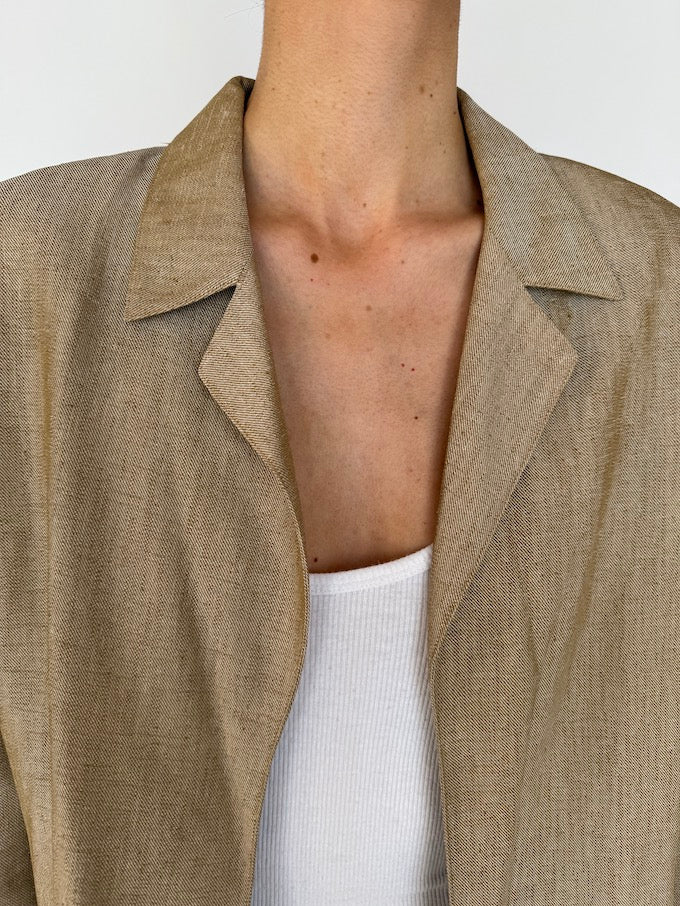 Vintage Oversized Two Piece Suit Beige 5948