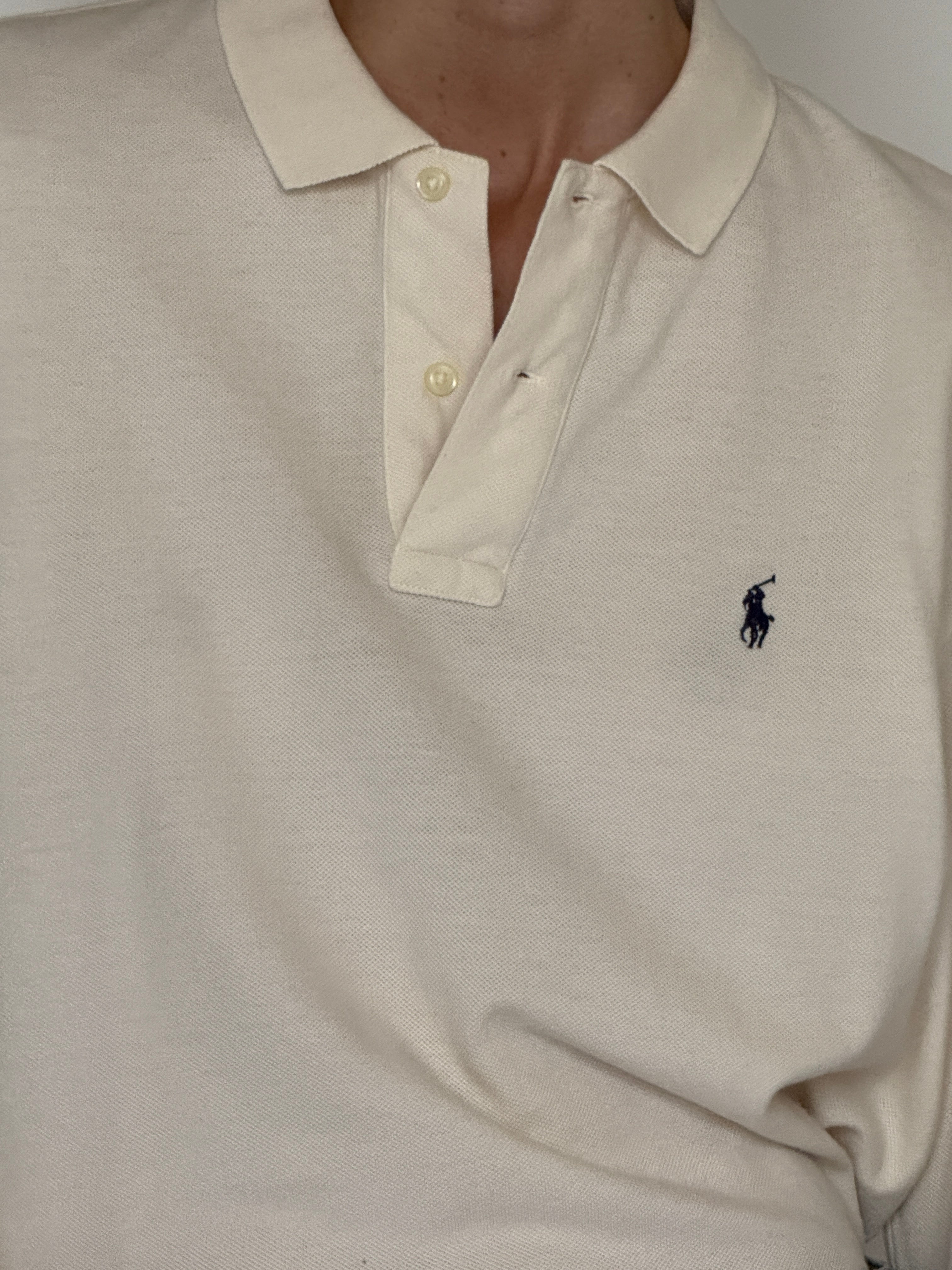 Vintage Ralph Lauren cream polo shirt pony logo embroidery detail