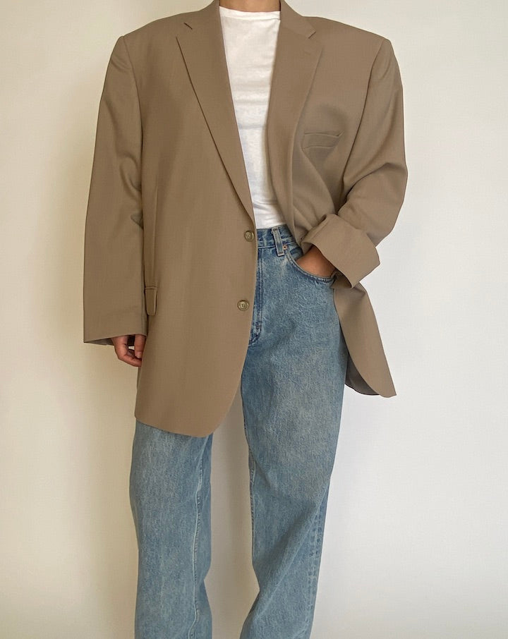 VINTAGE BEIGE OVERSIZED WOOL BLAZER 4546