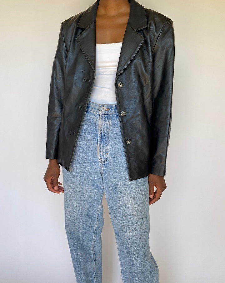 VINTAGE BLACK LEATHER JACKET 3697