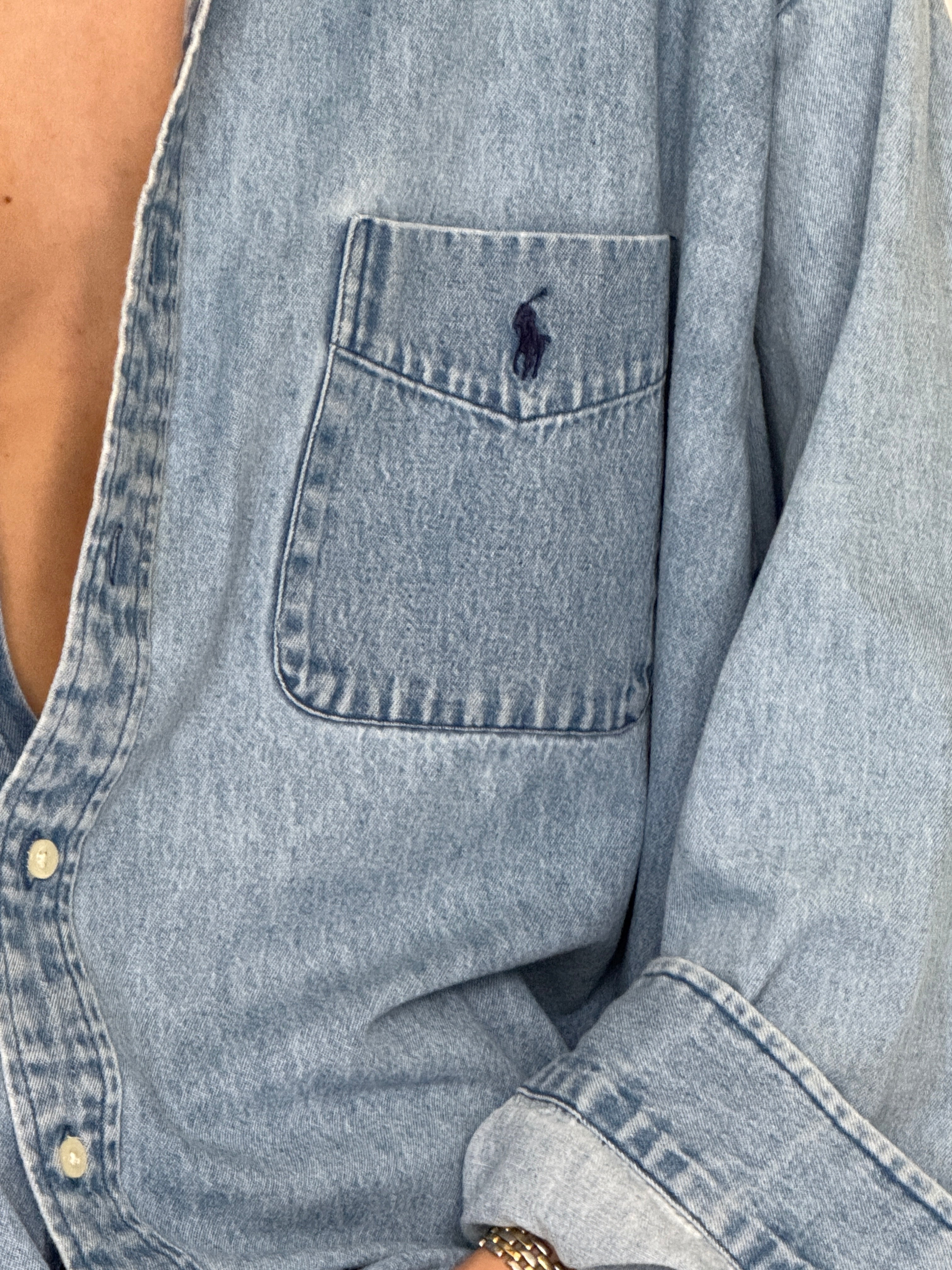 Vintage Ralph Lauren denim shirt chest pocket logo detail