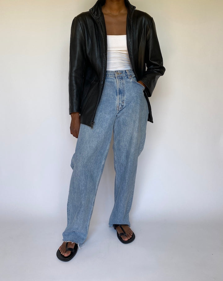 VINTAGE BLACK LEATHER JACKET 3698