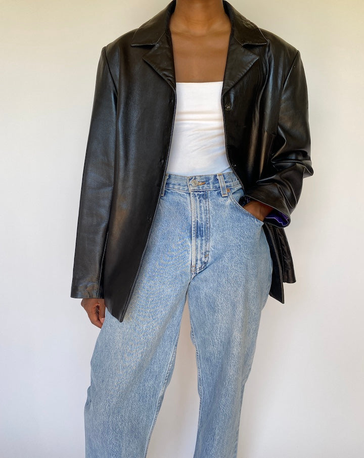 VINTAGE BLACK LEATHER JACKET 3700