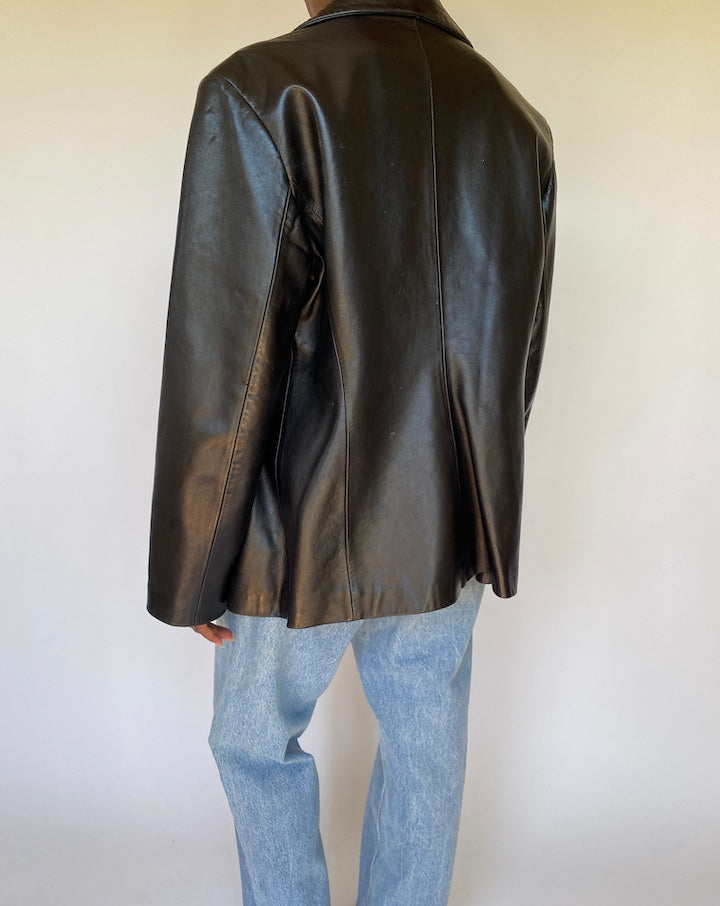 VINTAGE BLACK LEATHER JACKET 3700