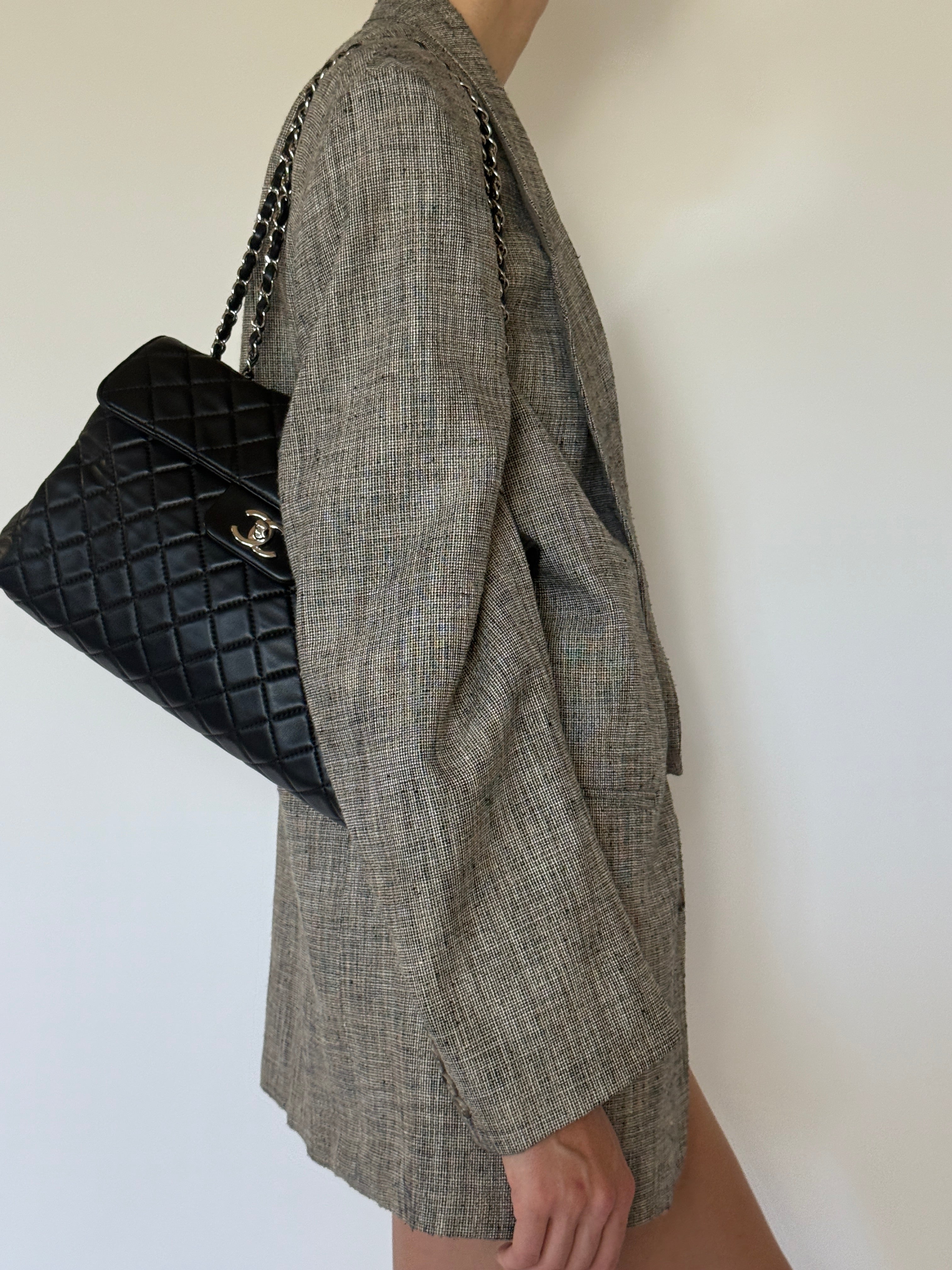 Vintage Oversized Textured Blazer Taupe 7522